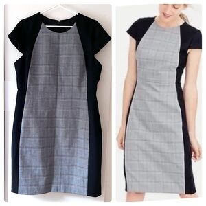 J. Crew Black and Gray Colorblock Dress